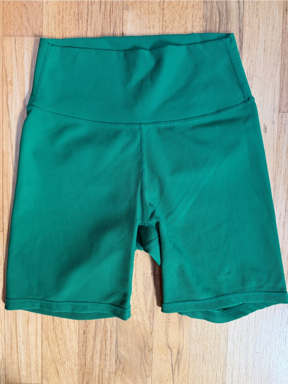 Wilo The Label High-Rise Green Ribbed Bike Shorts